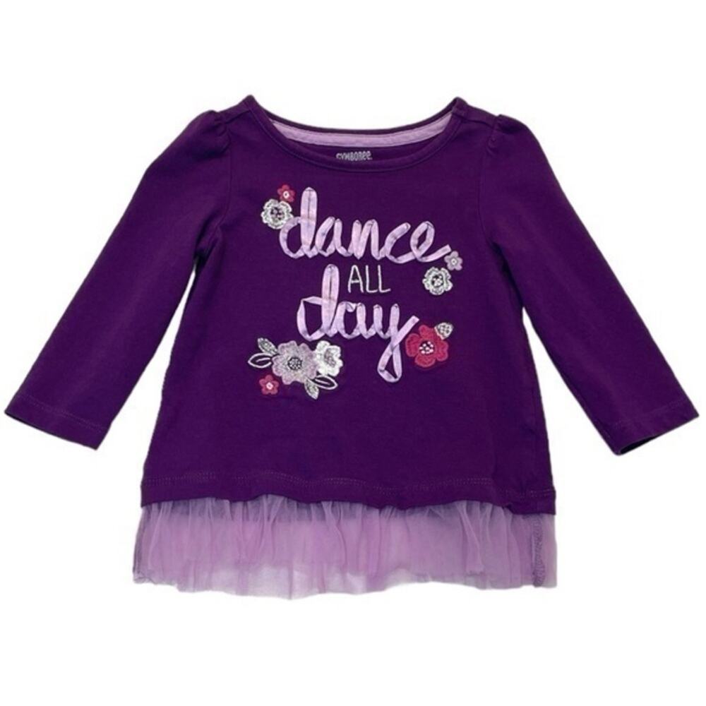 Gymboree Tutu Top Size 6-12 Months Dance All Day purple long sleeve tee girls